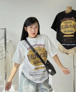 Áo thun unisex form rộng in ROLLER FLOUR
